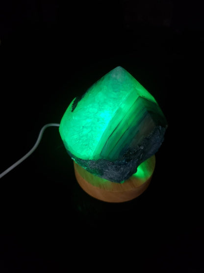 Mini Teal Top Polished Point Agate Lamp